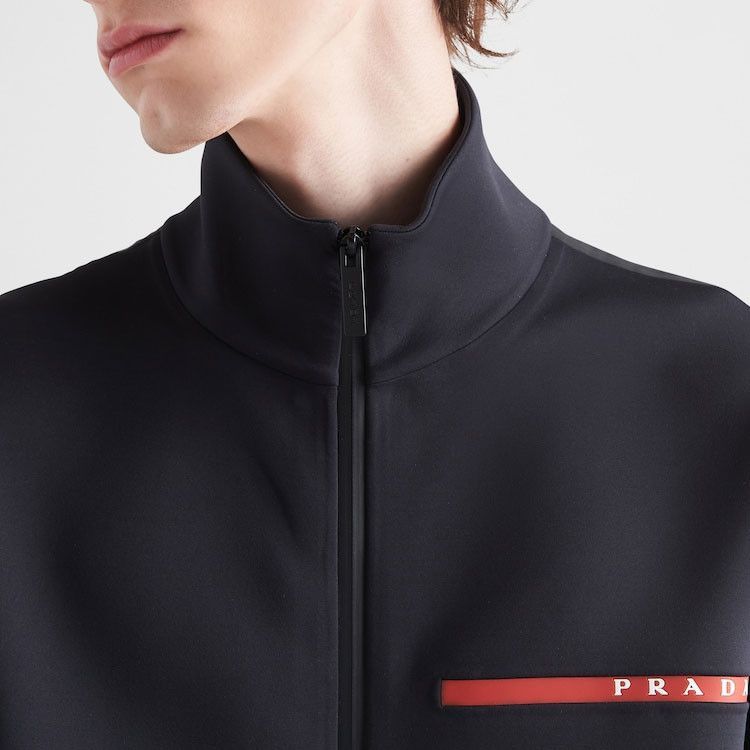 Prada Lightweight Black Logo Jersey Jacket Size US L / EU 52-54 / 3 - 12 Thumbnail