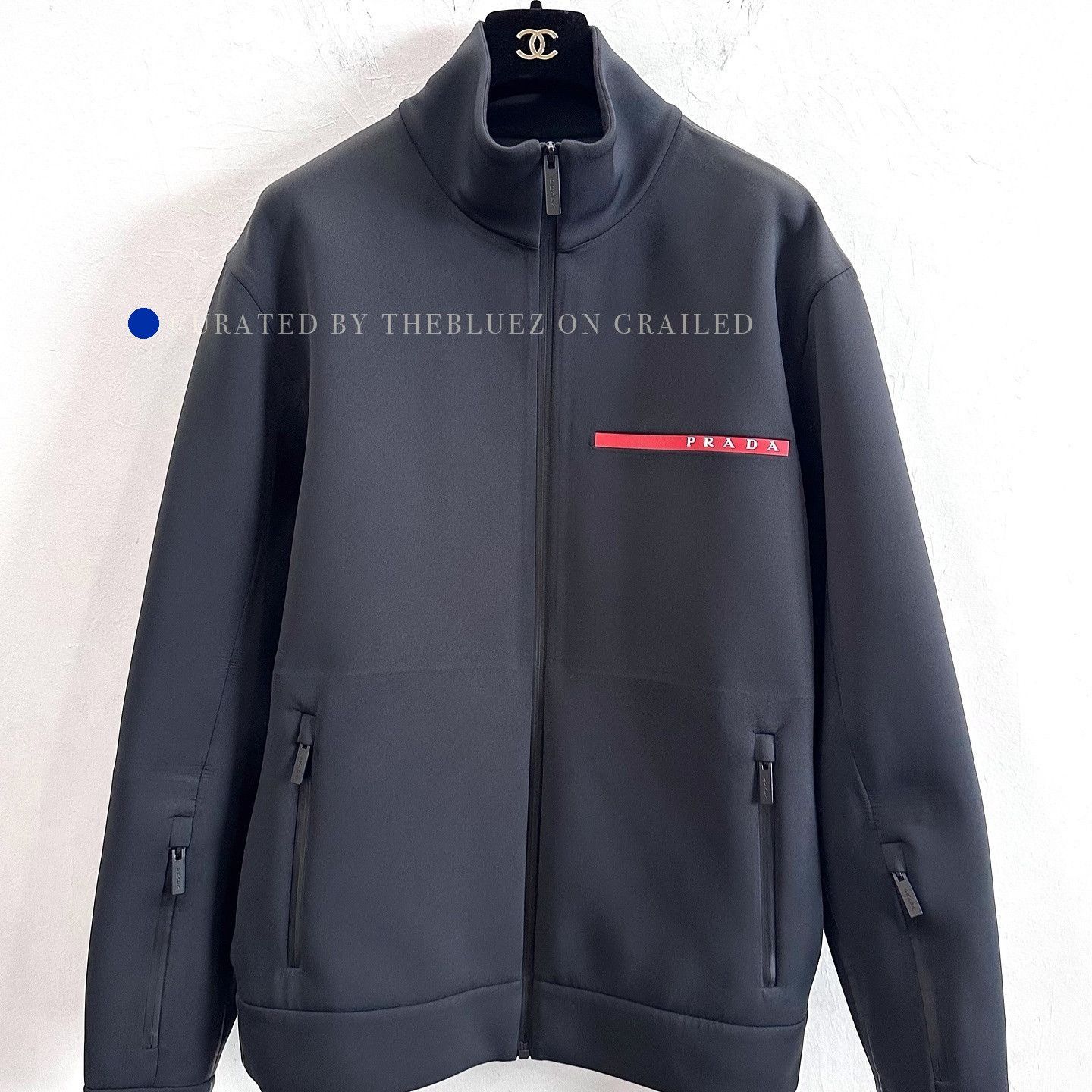 Prada Lightweight Black Logo Jersey Jacket Size US L / EU 52-54 / 3 - 7 Thumbnail