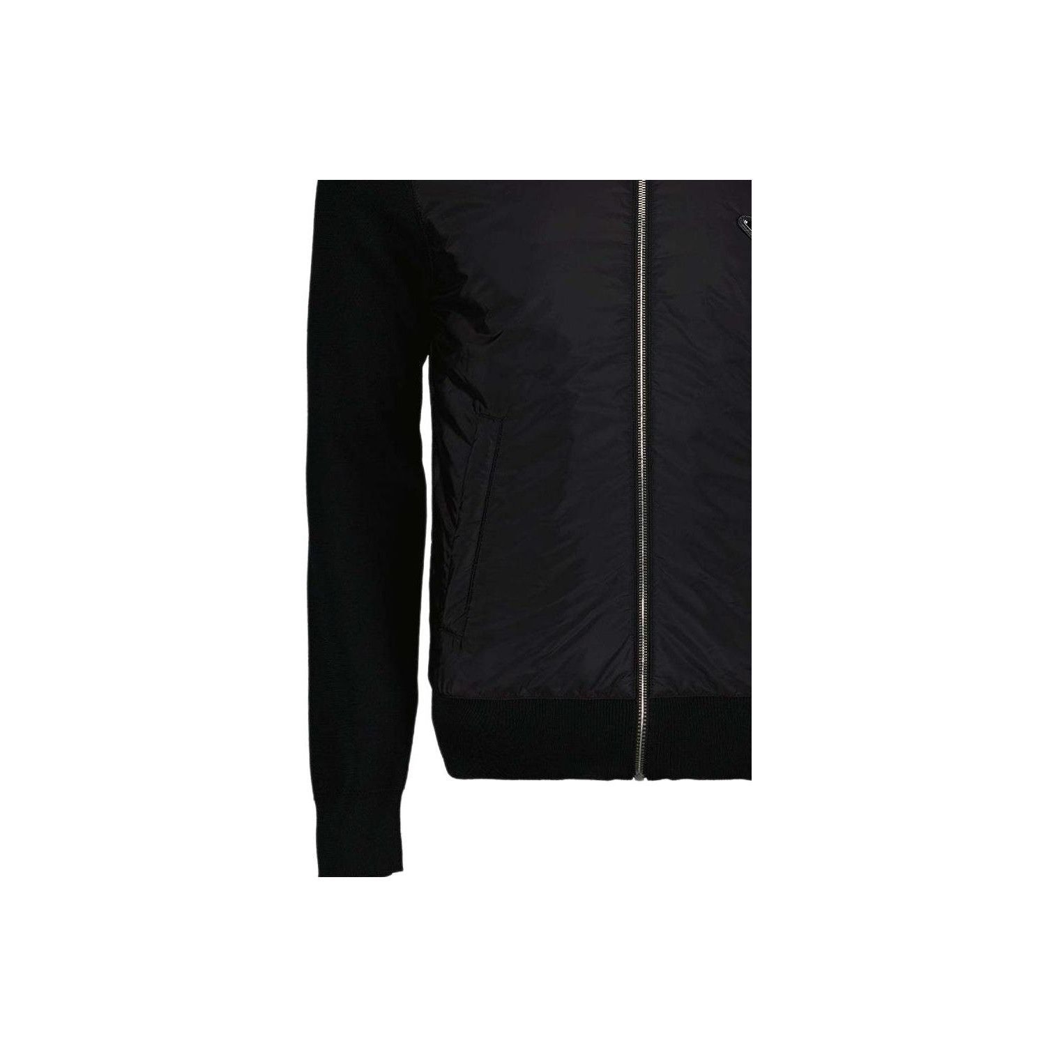 Prada Classic Black Nylon Knit Hybrid Bomber Jacket Size US L / EU 52-54 / 3 - 5 Thumbnail
