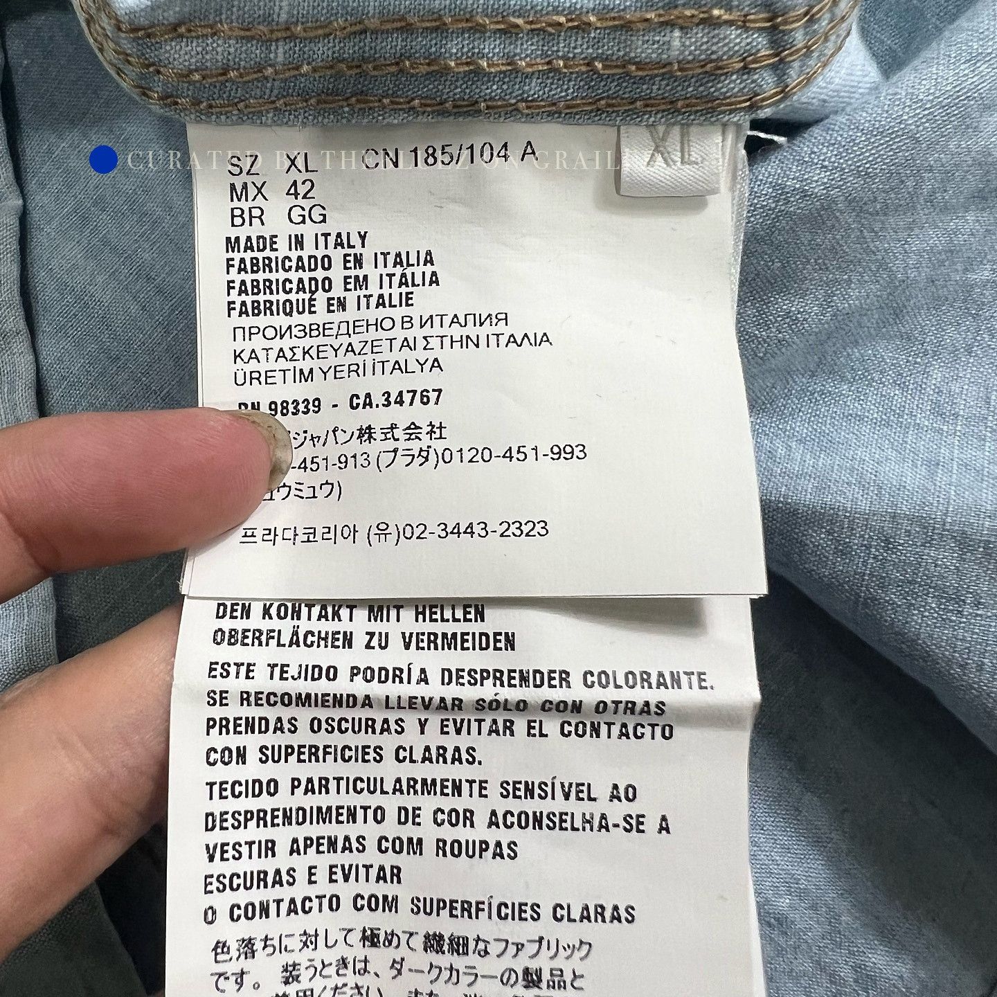 Prada Blue Logo Patch Denim Jacket in XL Size US XL / EU 56 / 4 - 4 Thumbnail