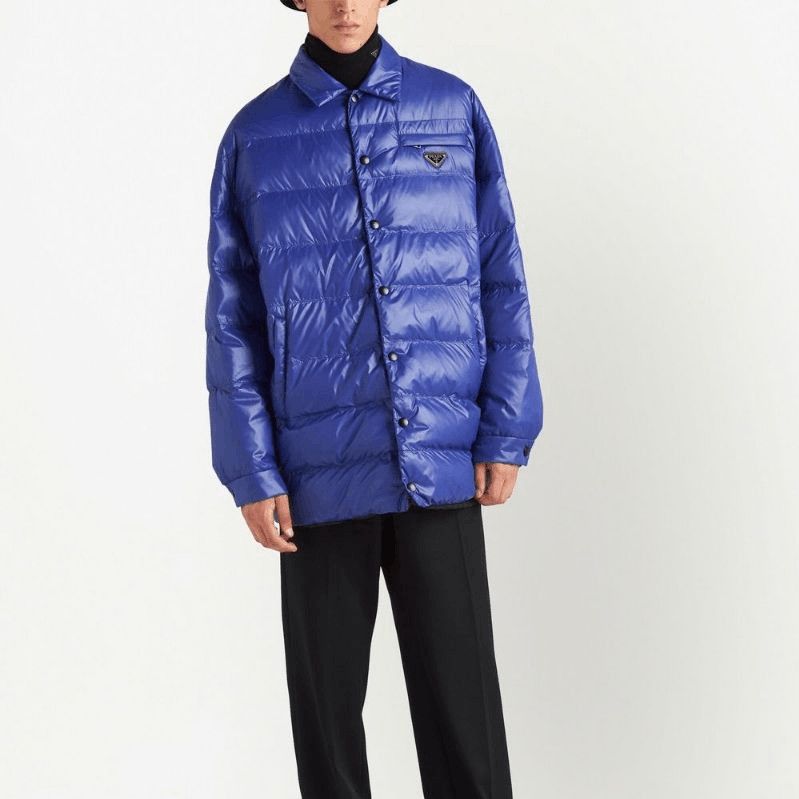 Prada Stylish Blue Puffer Jacket in XL Size US XL / EU 56 / 4 - 8 Thumbnail