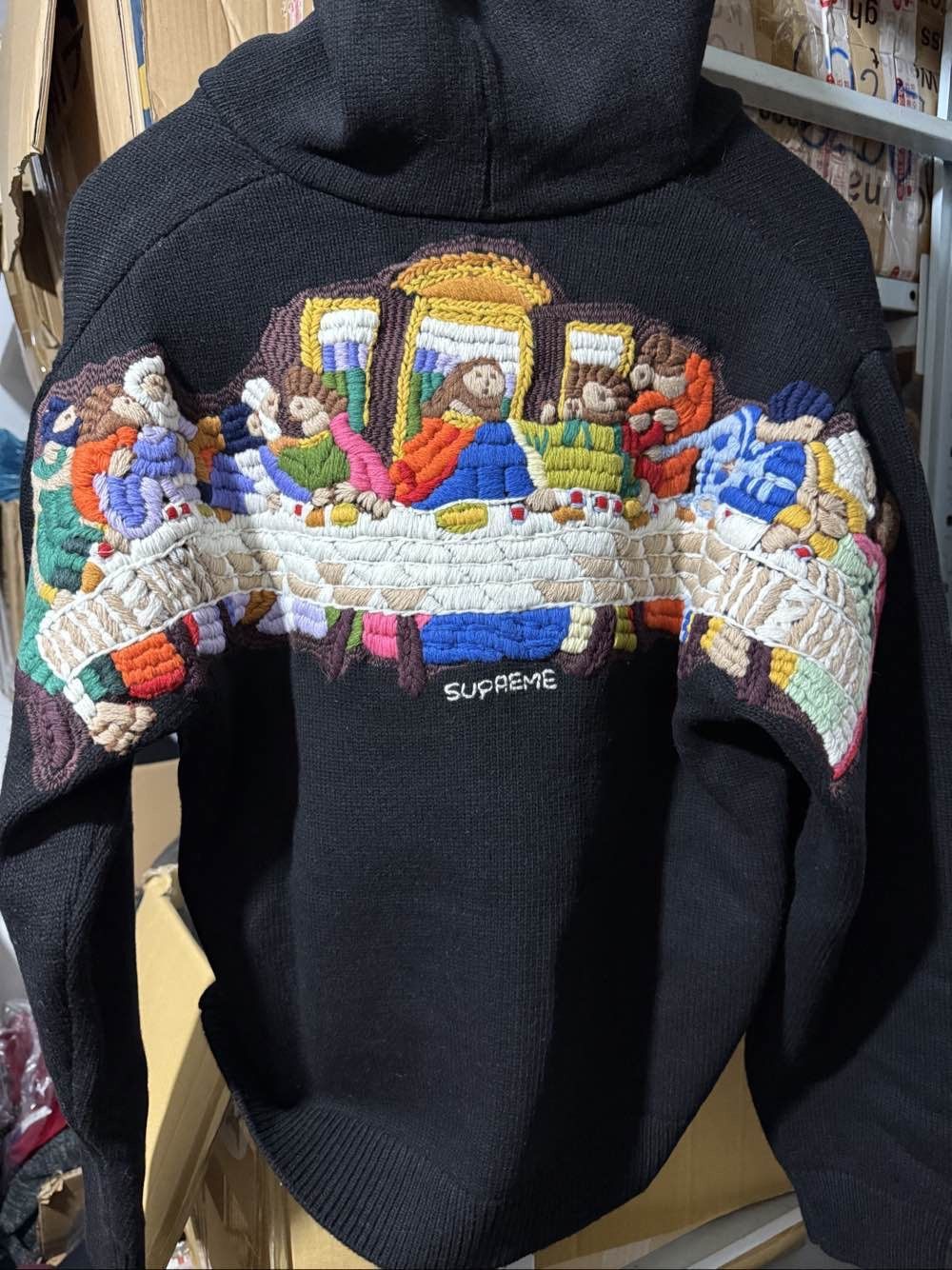 Supreme Embroidered Zip-Up Sweater in Black Size US XXL / EU 58 / 5 - 2 Thumbnail