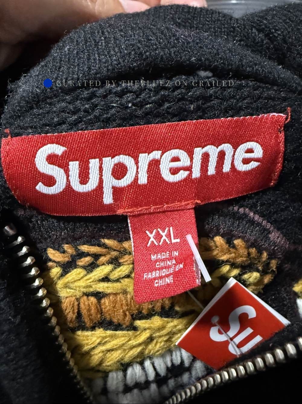 Supreme Embroidered Zip-Up Sweater in Black Size US XXL / EU 58 / 5 - 3 Thumbnail