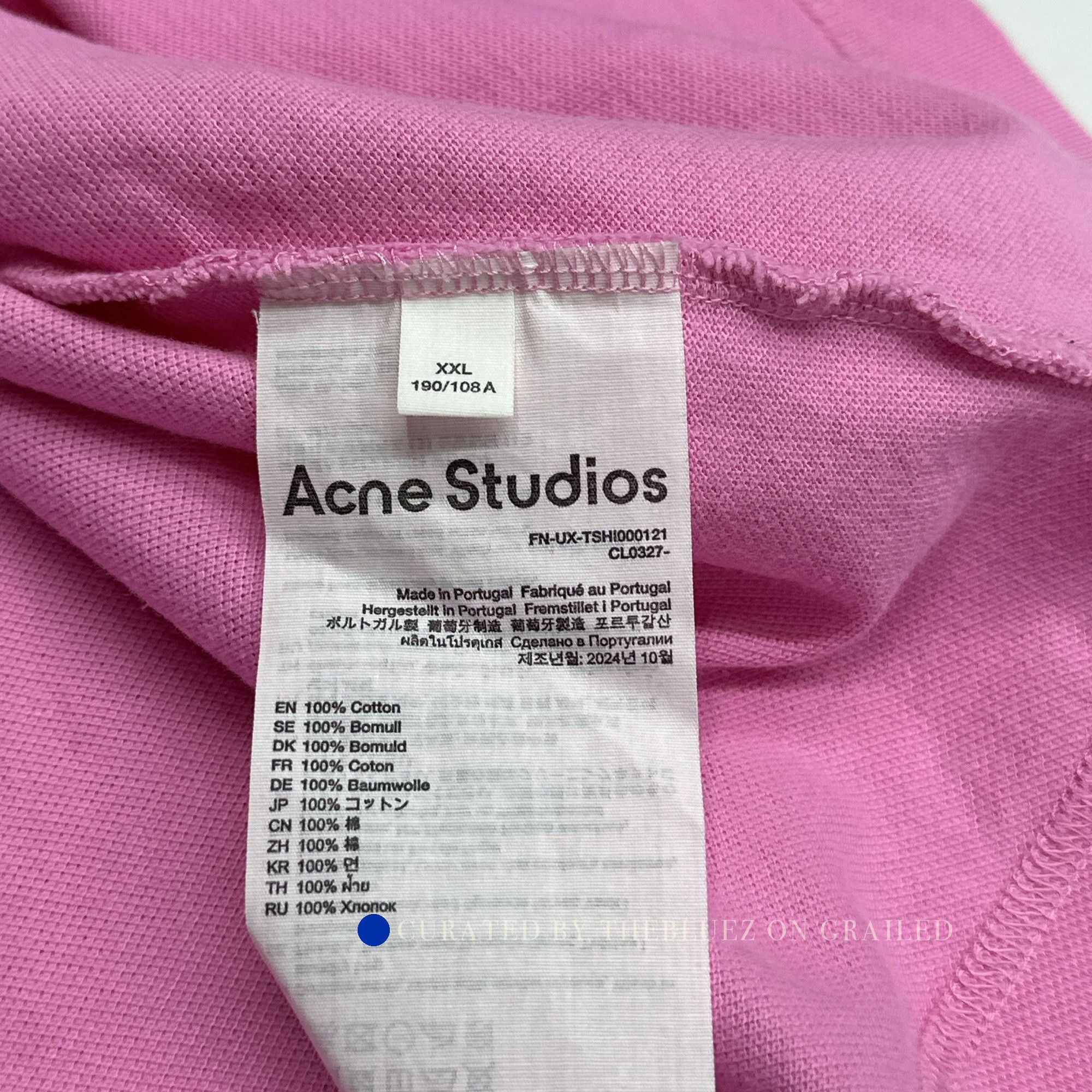 Acne Studios Embroidered Logo T-Shirt in Pink Size US XXL / EU 58 / 5 - 4 Thumbnail