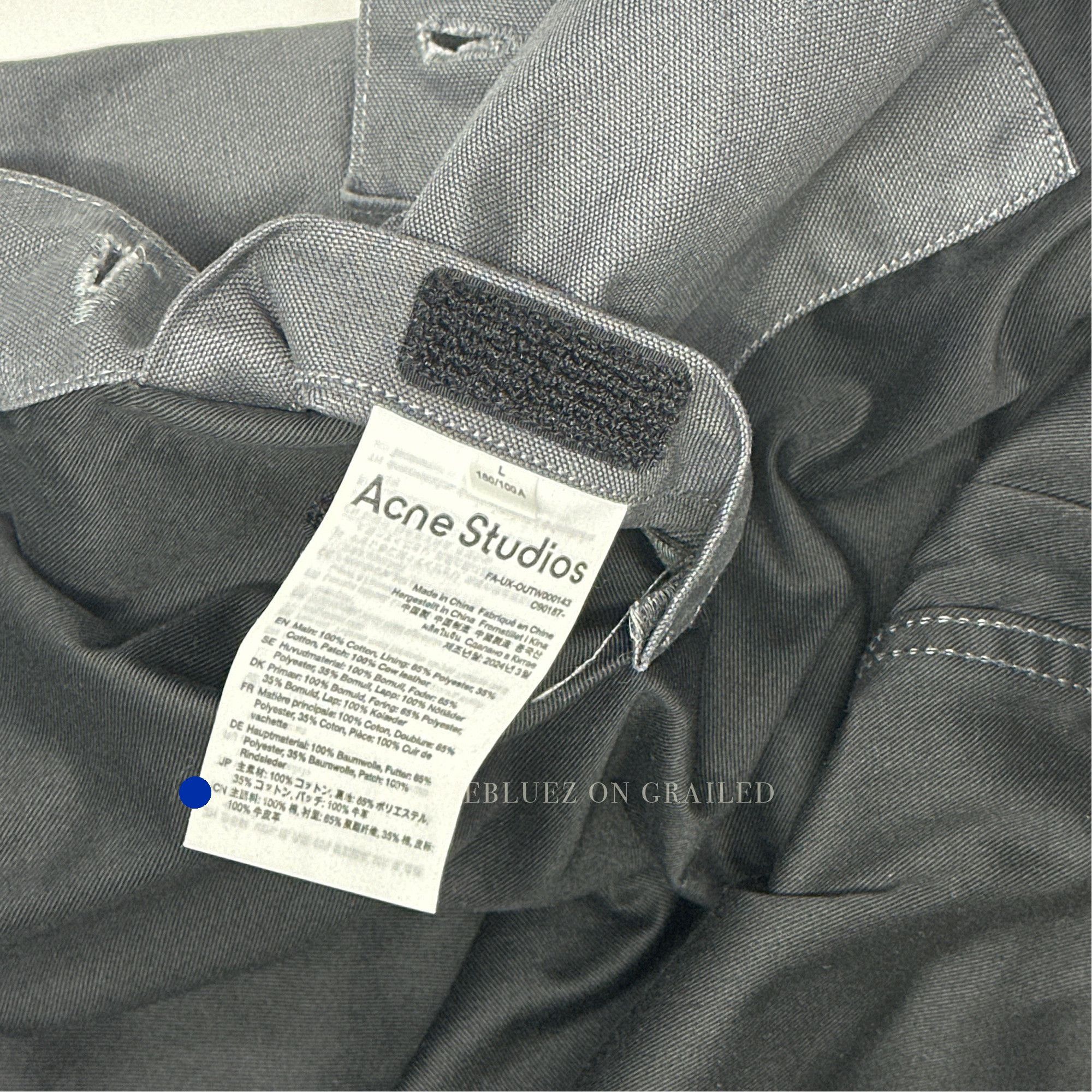 Acne Studios Face Patch Cotton Jacket in Gray Size US L / EU 52-54 / 3 - 2 Thumbnail