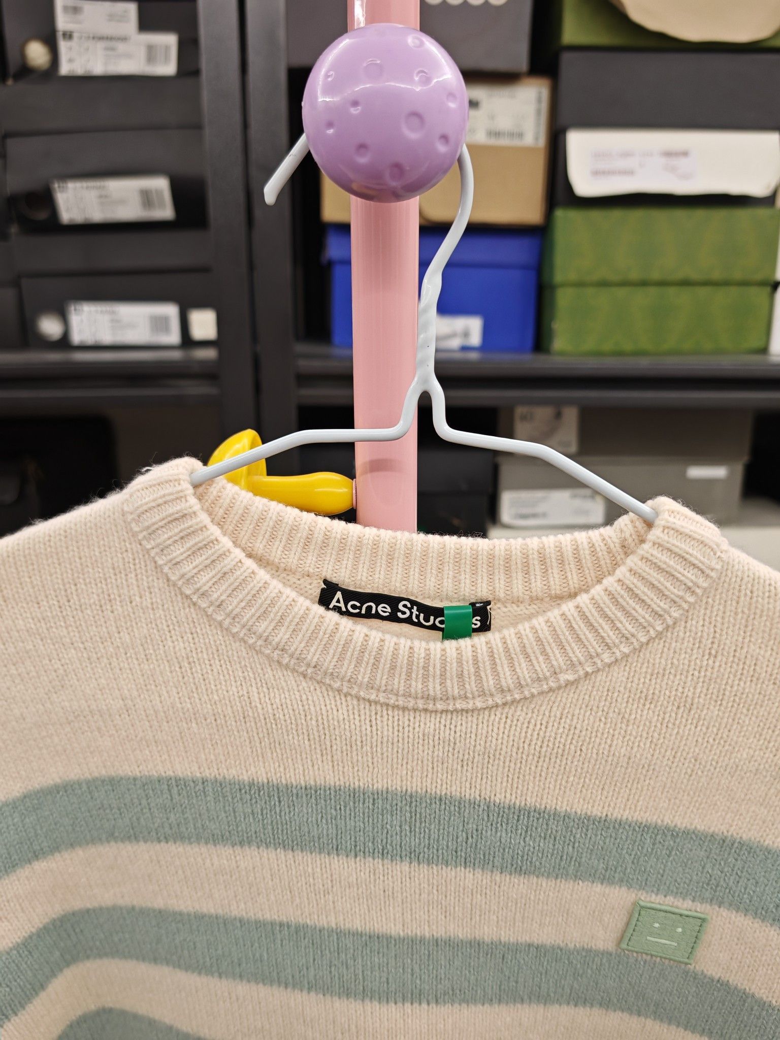 Acne Studios Striped Logo Patch Sweater in Beige Size US XS / EU 42 / 0 - 5 Thumbnail