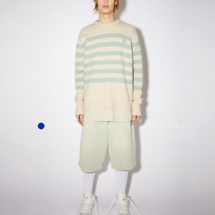 Acne Studios Striped Logo Patch Sweater in Beige Size US XS / EU 42 / 0 - 9 Thumbnail