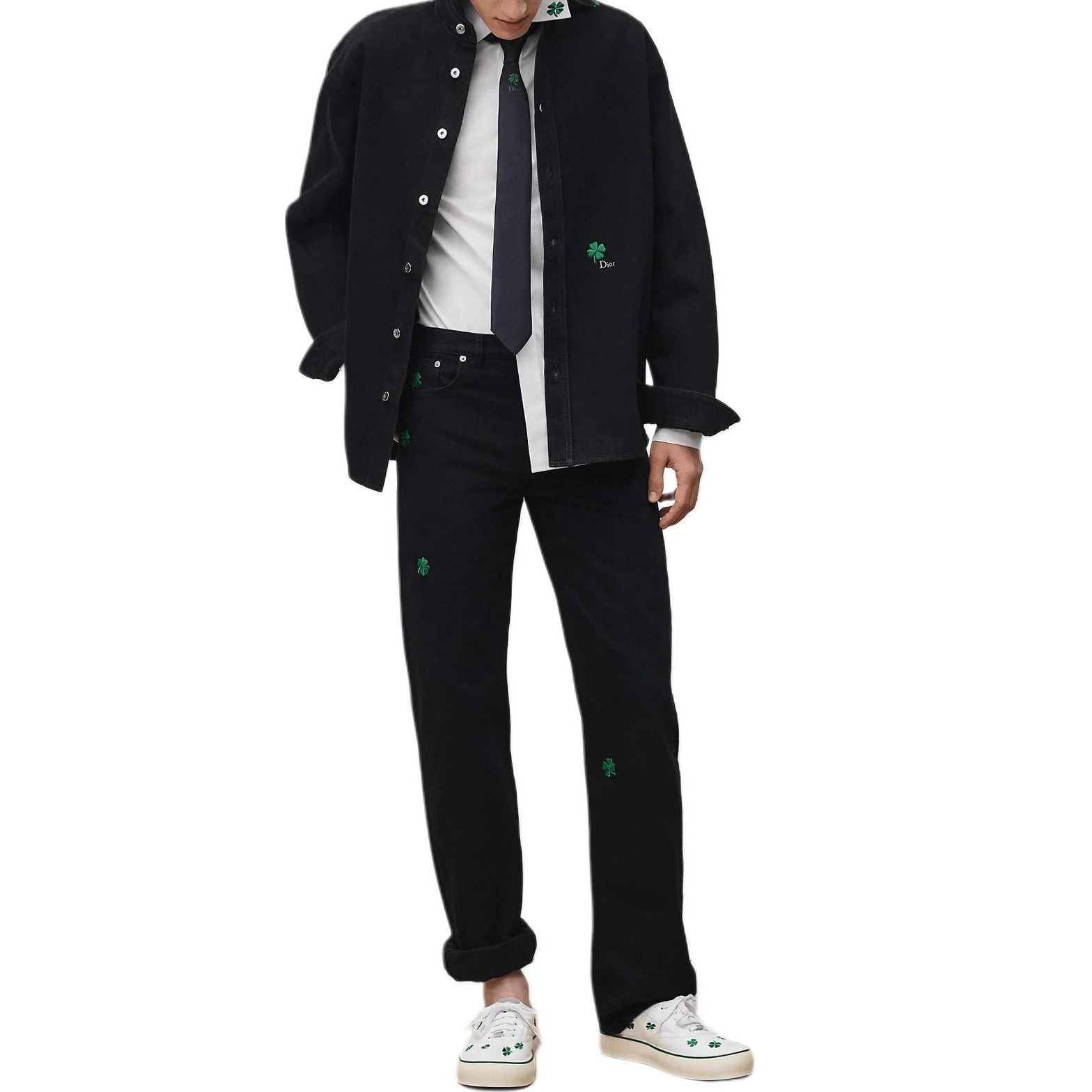 Dior Black Clover Embroidered Button Up Shirt Size US XXS / EU 40 - 5 Thumbnail
