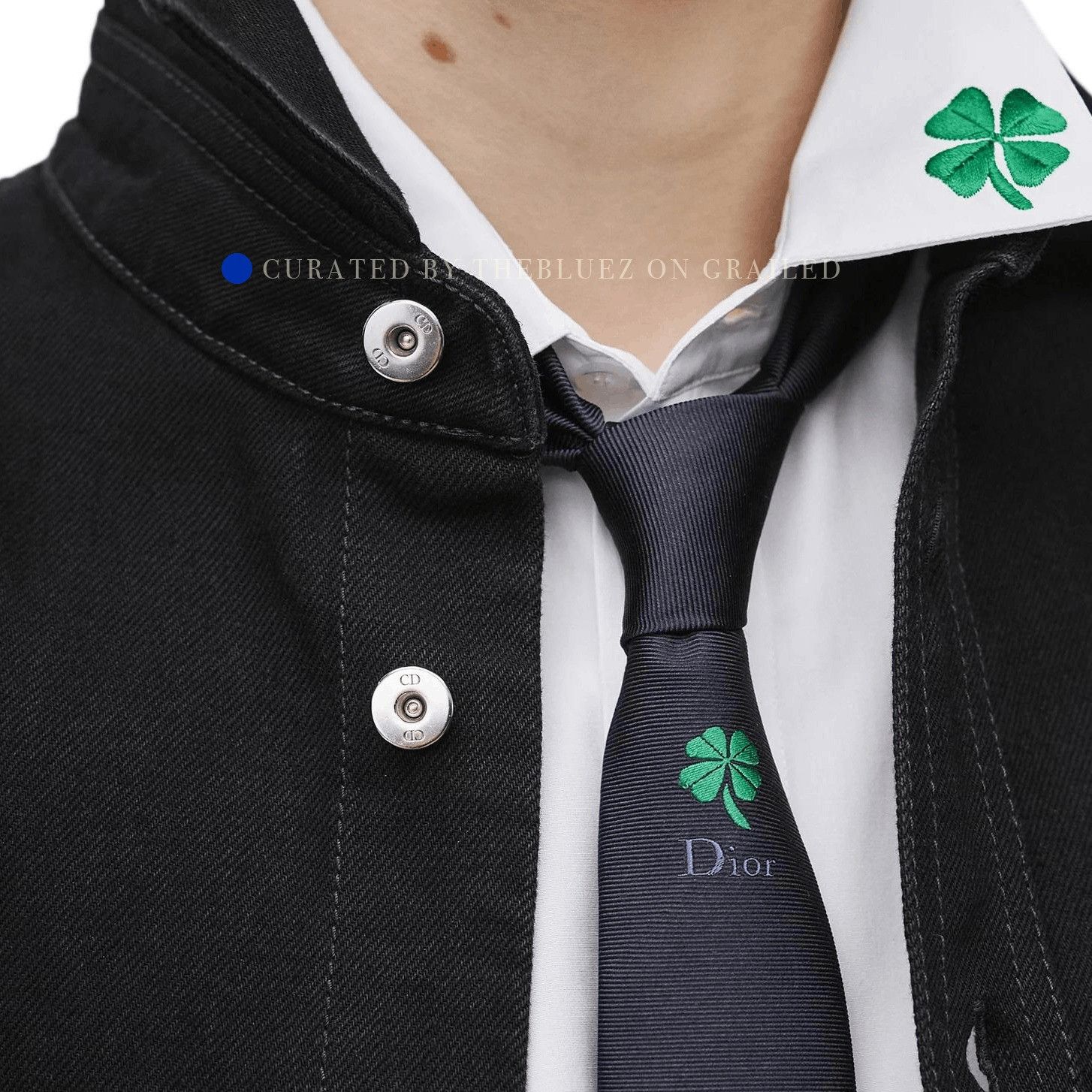 Dior Black Clover Embroidered Button Up Shirt Size US XXS / EU 40 - 8 Thumbnail