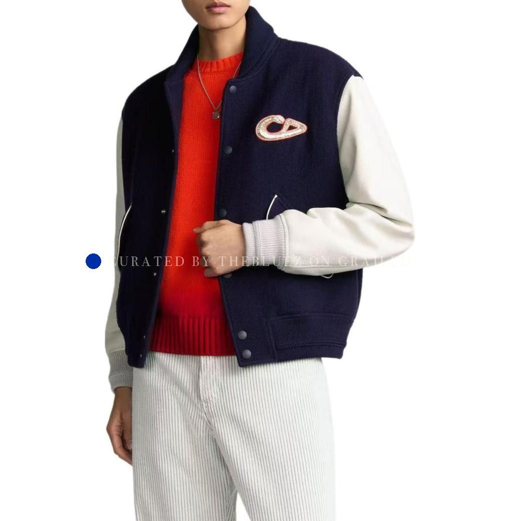 Dior Embroidered Wool Varsity Jacket in Blue Size US M / EU 48-50 / 2 - 5 Thumbnail