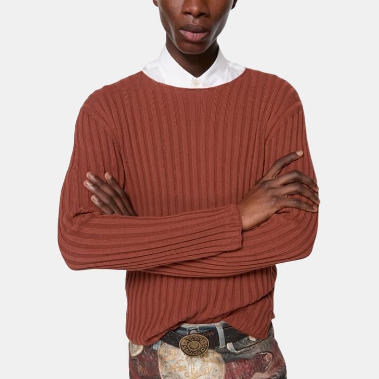Acne Studios Ribbed Crewneck Sweater in Brown Size US M / EU 48-50 / 2 - 8 Thumbnail