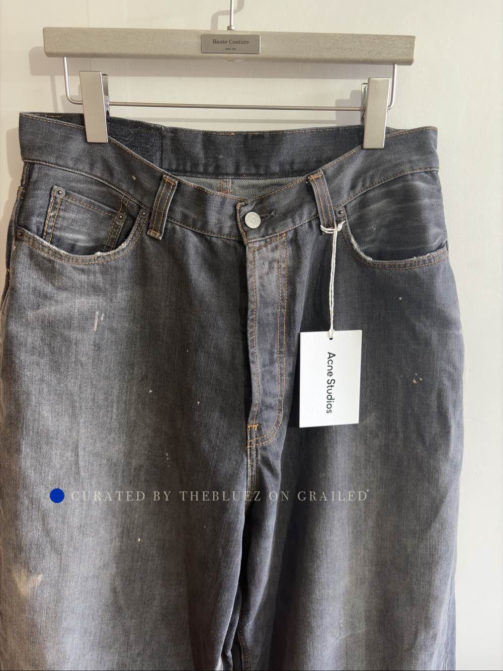 Acne Studios Distressed Wide Leg Jeans in Black Size US 30 / EU 46 - 6 Thumbnail