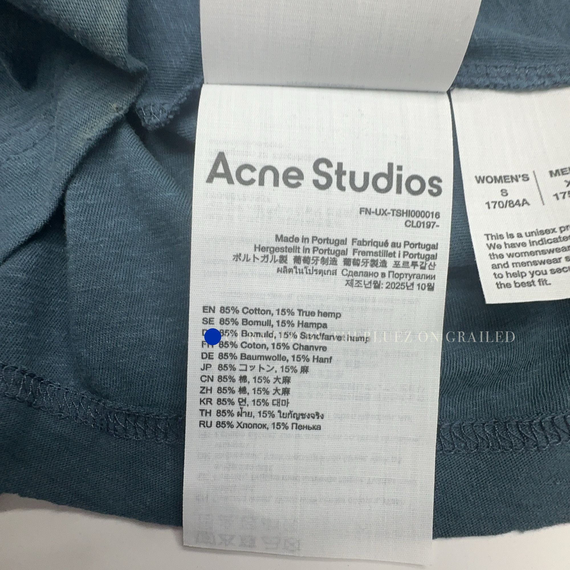 Acne Studios 1996 Stockholm Long Sleeve Tee in Blue Size US XS / EU 42 / 0 - 5 Thumbnail