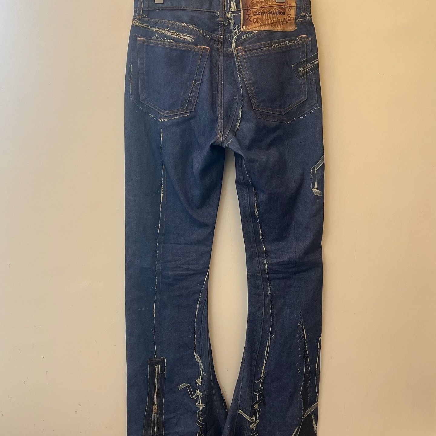 Acne Studios Printed Flare Denim Jeans in Blue Size US 30 / EU 46 - 2 Thumbnail