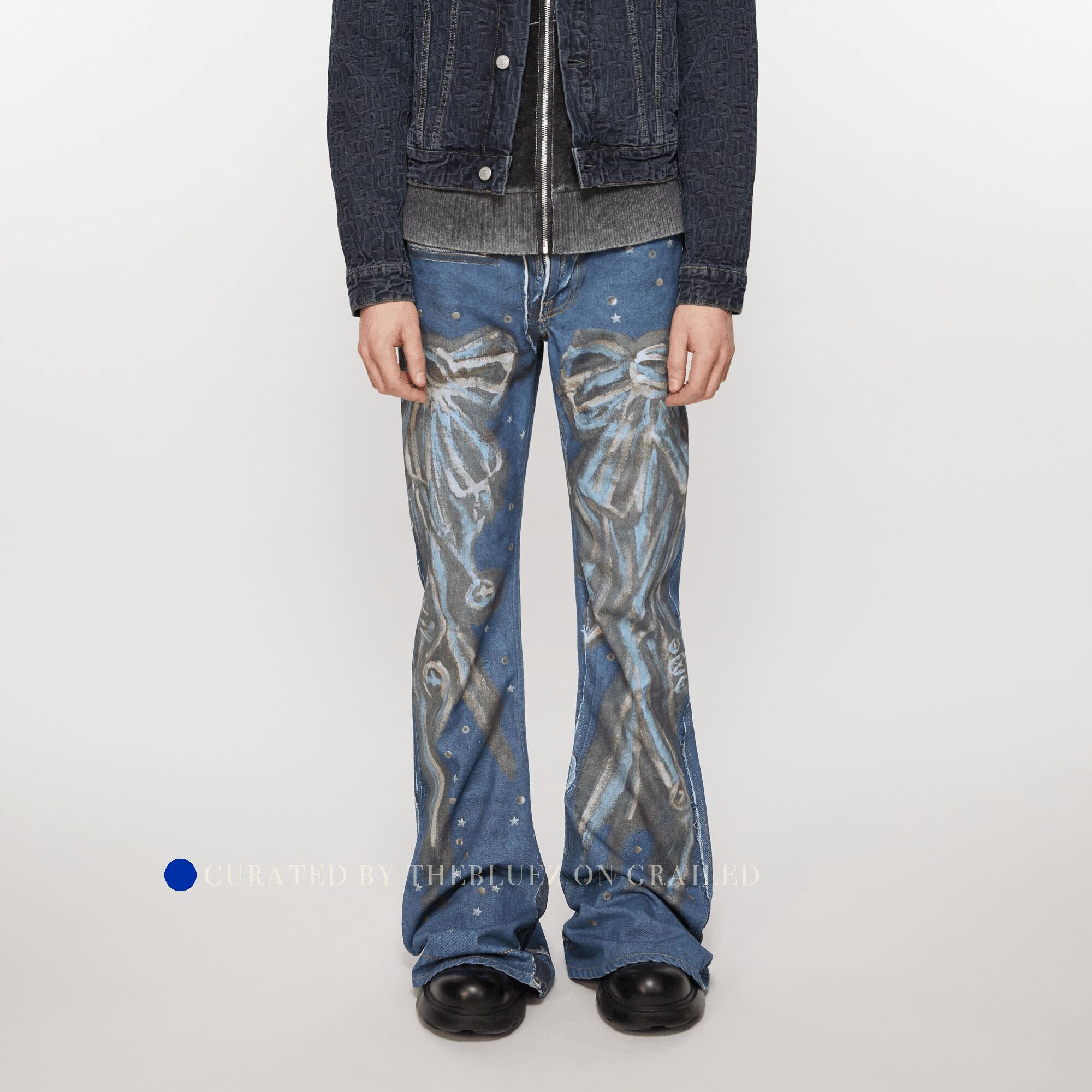 Acne Studios Printed Flare Denim Jeans in Blue Size US 30 / EU 46 - 9 Thumbnail