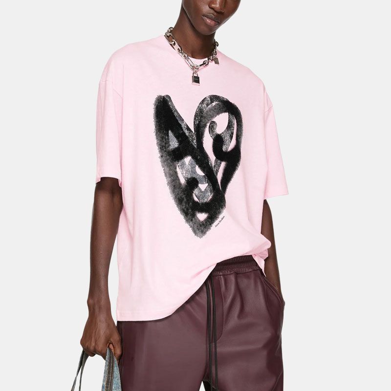 Acne Studios Heart Logo Tee in Soft Pink Size US S / EU 44-46 / 1 - 6 Thumbnail