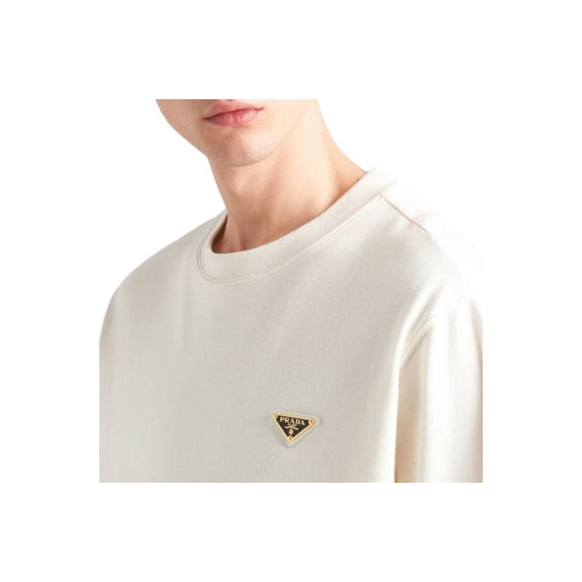 Prada Beige Triangle Logo T-Shirt, Size XL Size US XL / EU 56 / 4 - 14 Thumbnail
