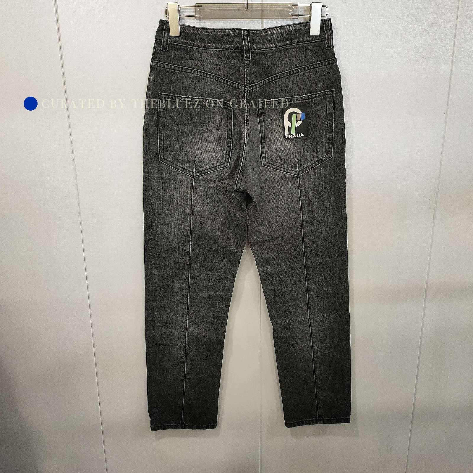 Prada Logo Patch Straight Leg Jeans - Gray Size US 26 / EU 42 - 2 Thumbnail