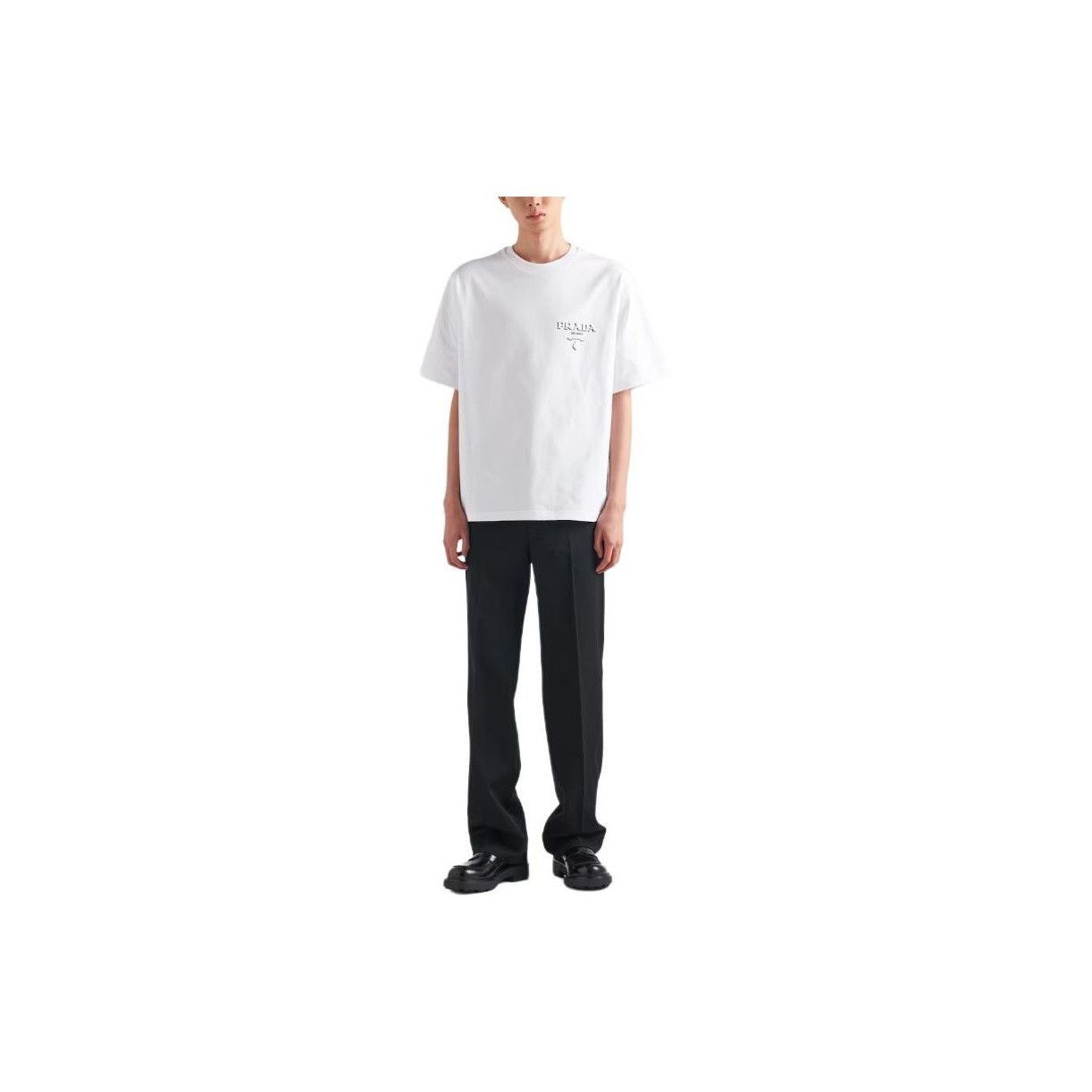 Prada Classic Logo Cotton Tee in White Size US M / EU 48-50 / 2 - 7 Thumbnail