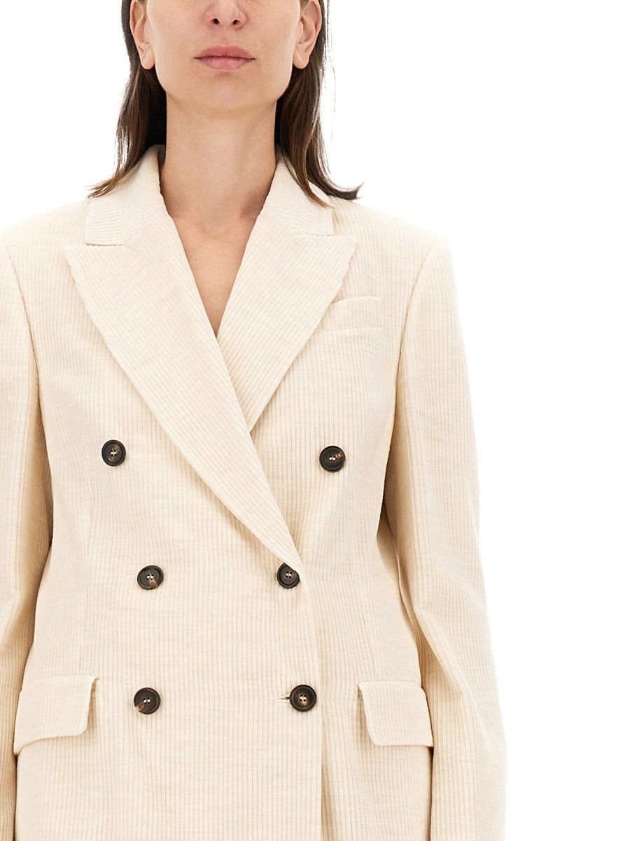 Brunello Cucinelli BRUNELLO CUCINELLI DOUBLE-BREASTED JACKET - IVORY (IT 40) Size S / US 4 / IT 40 - 4 Thumbnail
