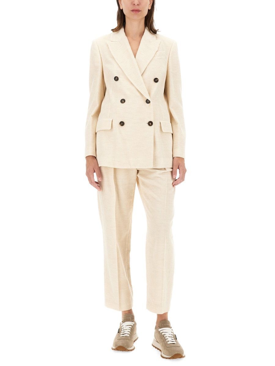 Brunello Cucinelli BRUNELLO CUCINELLI DOUBLE-BREASTED JACKET - IVORY (IT 40) Size S / US 4 / IT 40 - 2 Thumbnail
