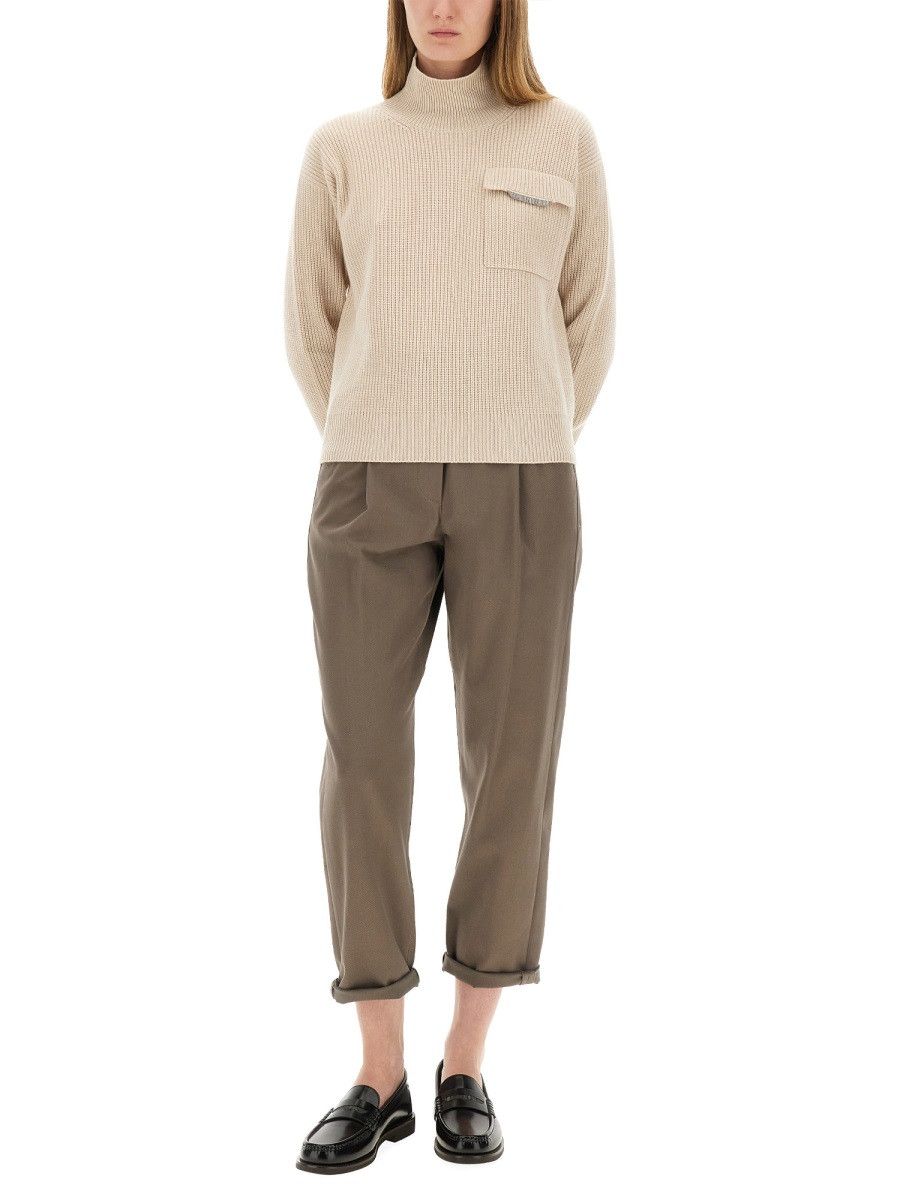 Brunello Cucinelli BRUNELLO CUCINELLI CASHMERE SWEATER - BEIGE Size L / US 10 / IT 46 - 2 Thumbnail