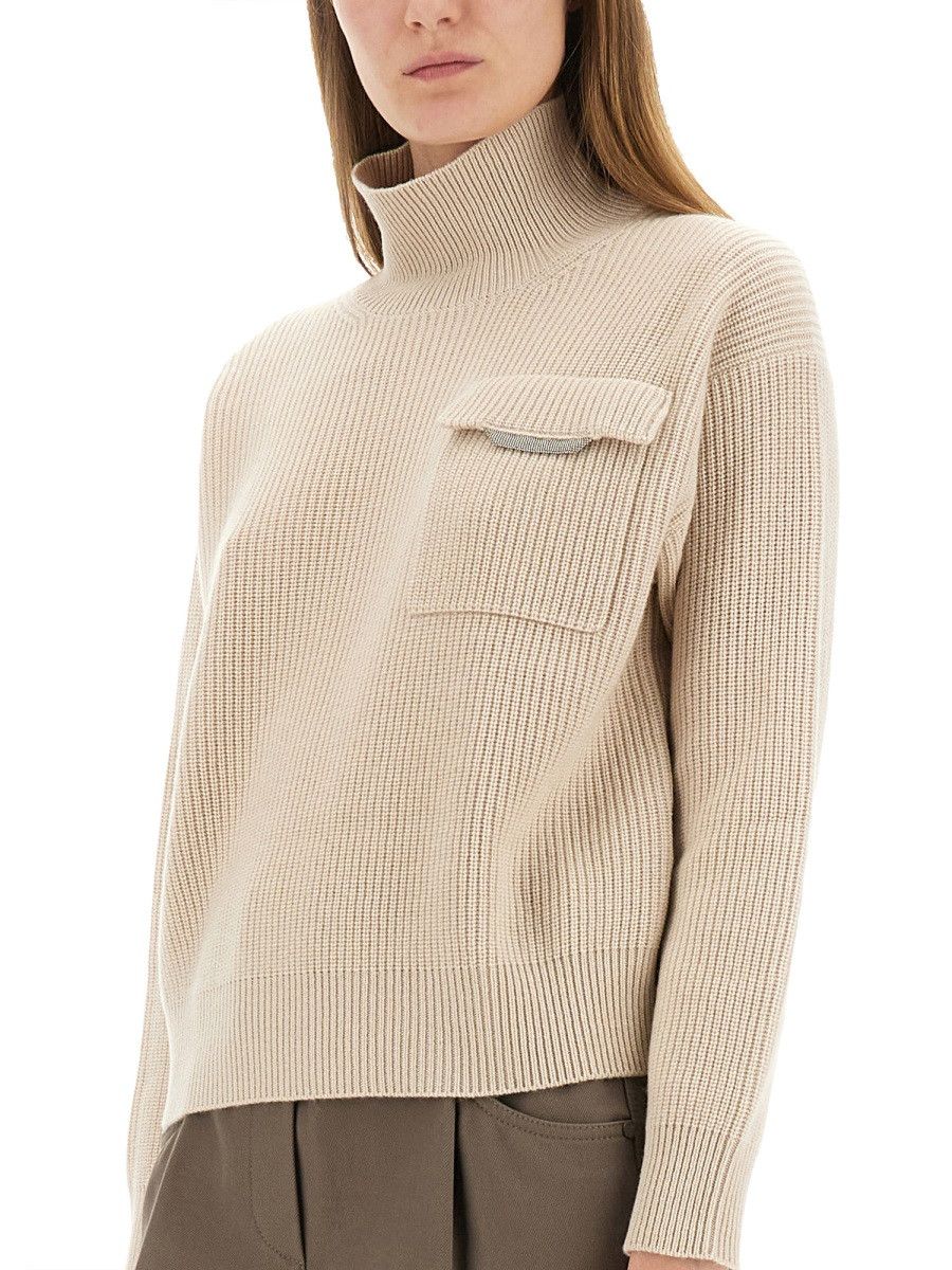 Brunello Cucinelli BRUNELLO CUCINELLI CASHMERE SWEATER - BEIGE Size S / US 4 / IT 40 - 4 Thumbnail