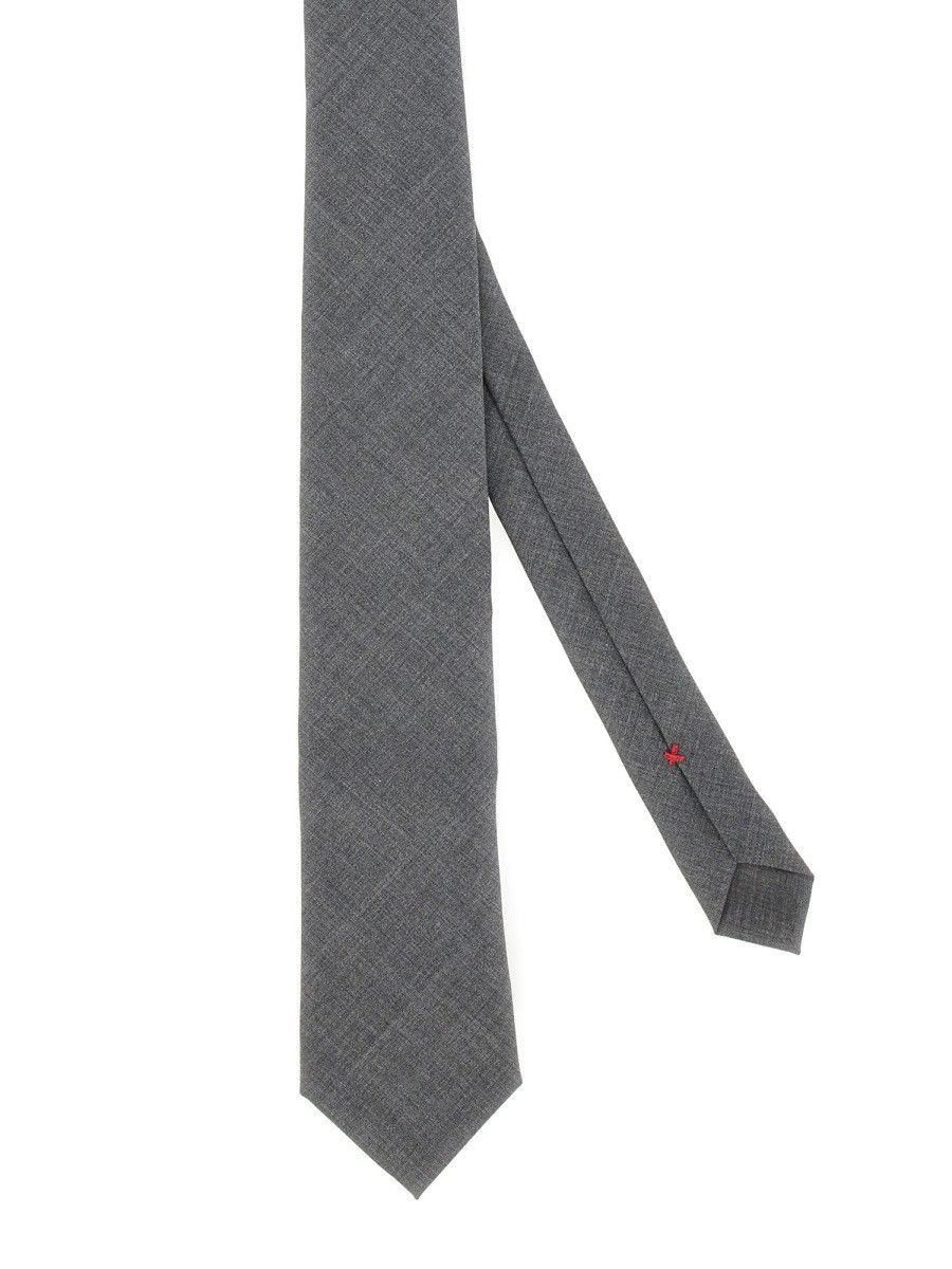 Brunello Cucinelli BRUNELLO CUCINELLI WOOL TIE - GREY Size ONE SIZE - 2 Thumbnail