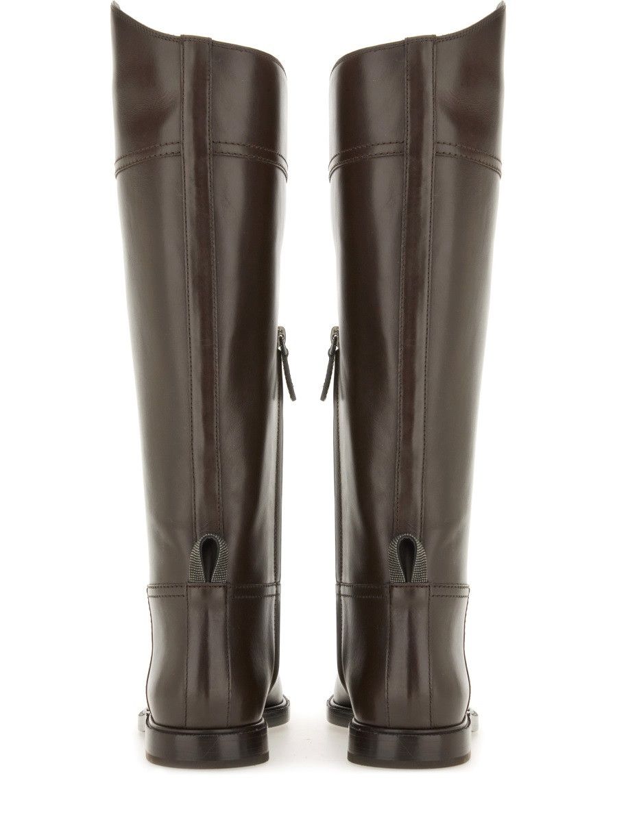 Brunello Cucinelli BRUNELLO CUCINELLI LEATHER BOOT - DARK BROWN (IT 39) Size US 9 / IT 39 - 3 Thumbnail