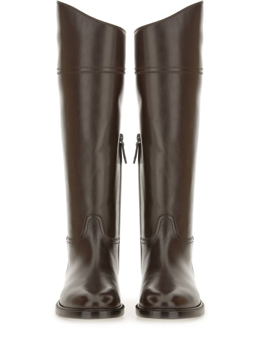 Brunello Cucinelli BRUNELLO CUCINELLI LEATHER BOOT - DARK BROWN (IT 39) Size US 9 / IT 39 - 4 Thumbnail