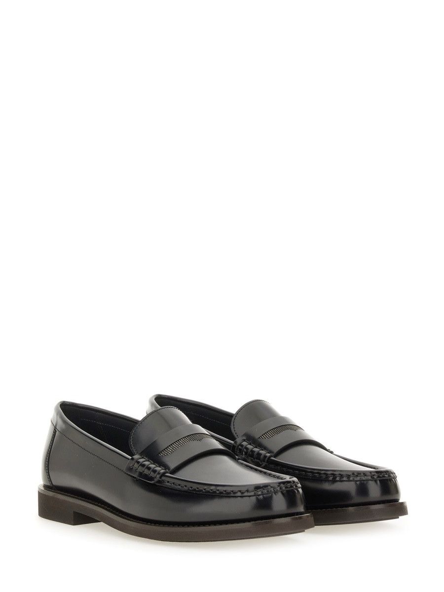 Brunello Cucinelli BRUNELLO CUCINELLI SMOOTH LEATHER LOAFER - BLACK (IT 40) Size US 10 / IT 40 - 2 Thumbnail