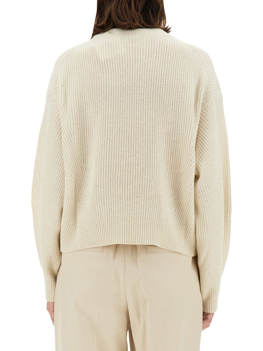 Brunello Cucinelli BRUNELLO CUCINELLI CASHMERE SWEATER - WHITE Size M / US 6-8 / IT 42-44 - 3 Thumbnail