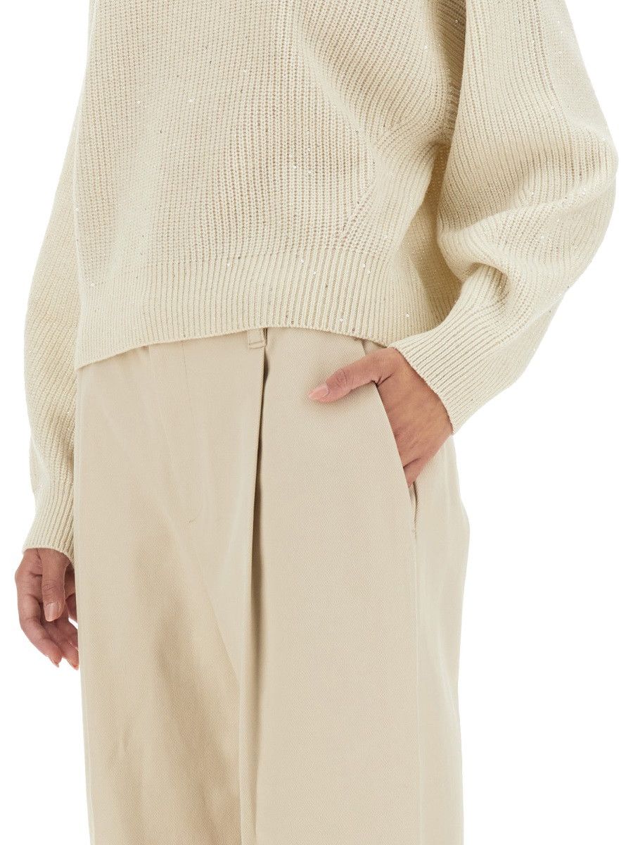 Brunello Cucinelli BRUNELLO CUCINELLI CASHMERE SWEATER - WHITE Size M / US 6-8 / IT 42-44 - 4 Thumbnail