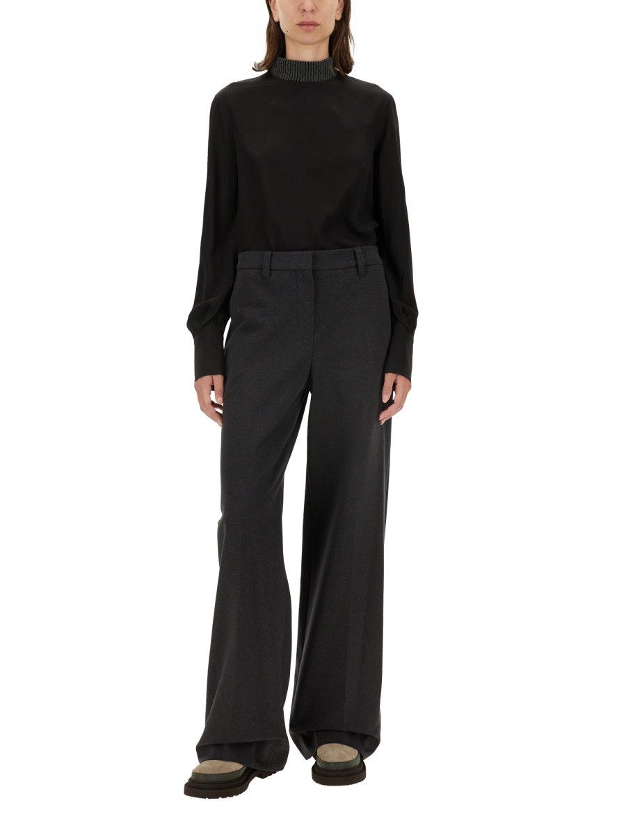 Brunello Cucinelli BRUNELLO CUCINELLI WIDE LEG PANTS - GREY (IT 42) Size 42" / US 20 - 2 Thumbnail