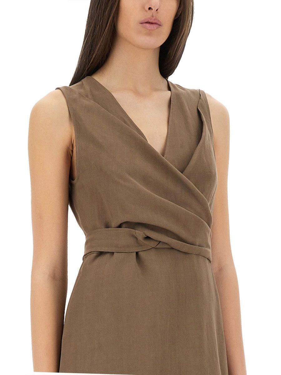 Brunello Cucinelli BRUNELLO CUCINELLI "WRAP-EFFECT" DRESS - BROWN Size S / US 4 / IT 40 - 4 Thumbnail