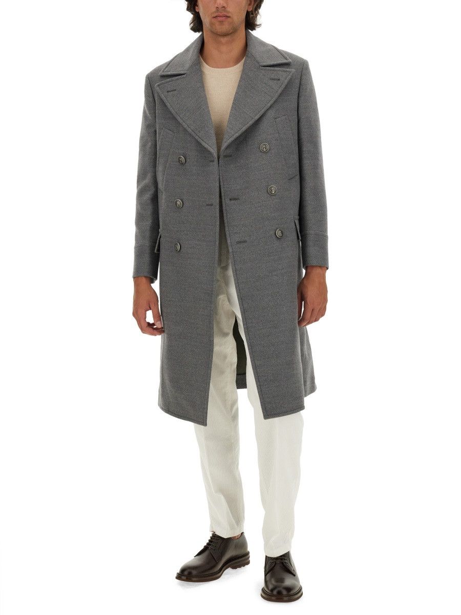 Brunello Cucinelli BRUNELLO CUCINELLI DOUBLE-BREASTED COAT - GREY (IT 50) Size US L / EU 52-54 / 3 - 2 Thumbnail
