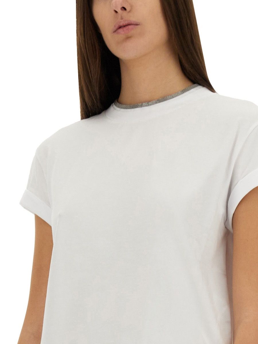 Brunello Cucinelli BRUNELLO CUCINELLI COTTON JERSEY T-SHIRT - WHITE Size L / US 10 / IT 46 - 5 Thumbnail
