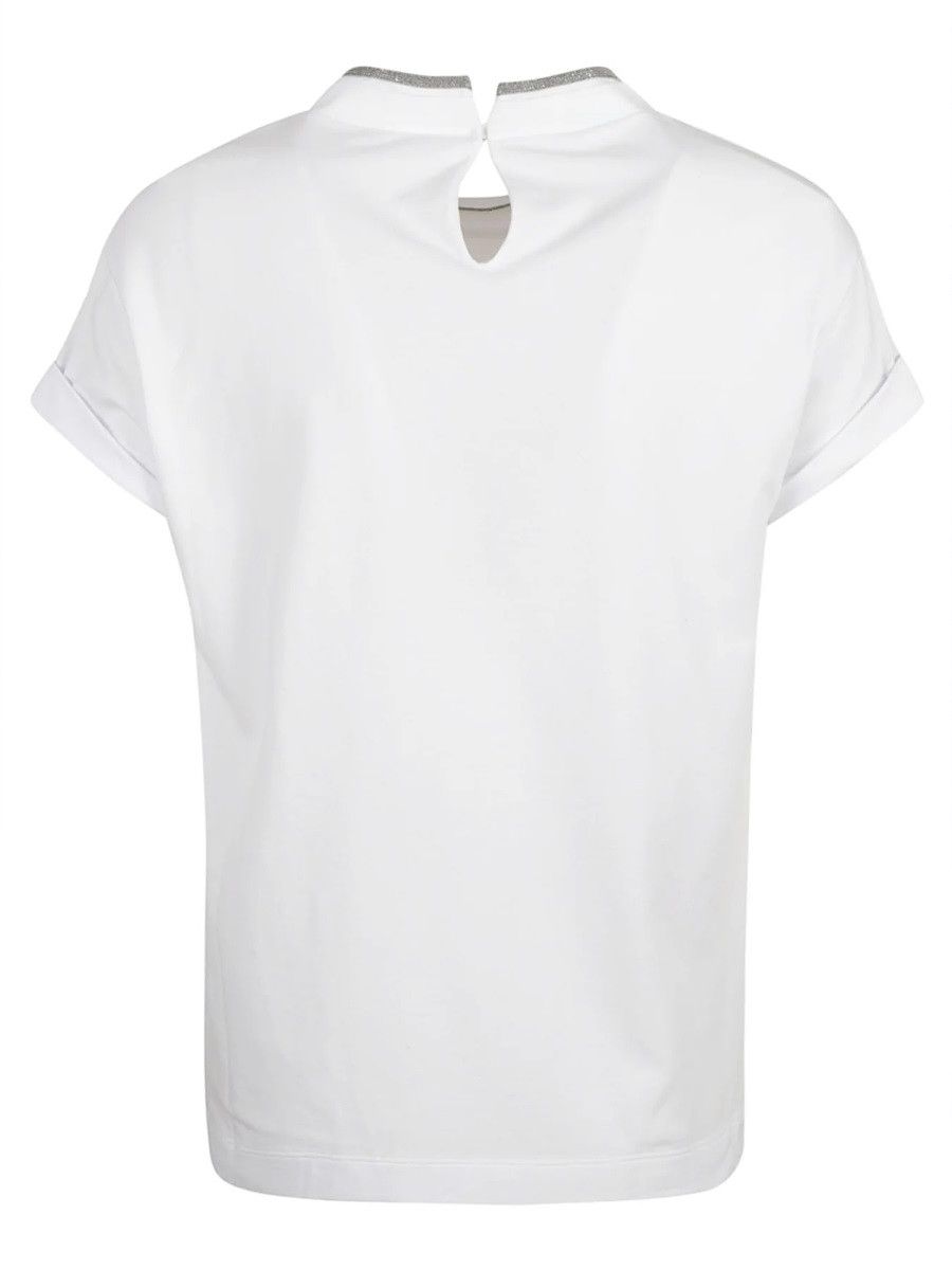 Brunello Cucinelli BRUNELLO CUCINELLI COTTON JERSEY T-SHIRT - WHITE Size L / US 10 / IT 46 - 6 Thumbnail