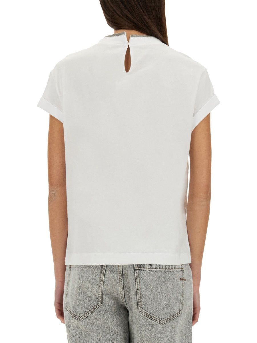 Brunello Cucinelli BRUNELLO CUCINELLI COTTON JERSEY T-SHIRT - WHITE Size L / US 10 / IT 46 - 4 Thumbnail