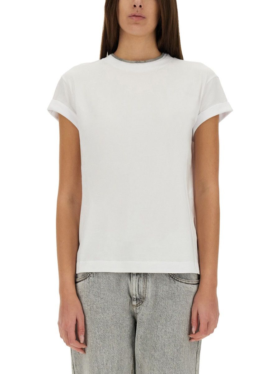 Brunello Cucinelli BRUNELLO CUCINELLI COTTON JERSEY T-SHIRT - WHITE Size L / US 10 / IT 46 - 2 Thumbnail