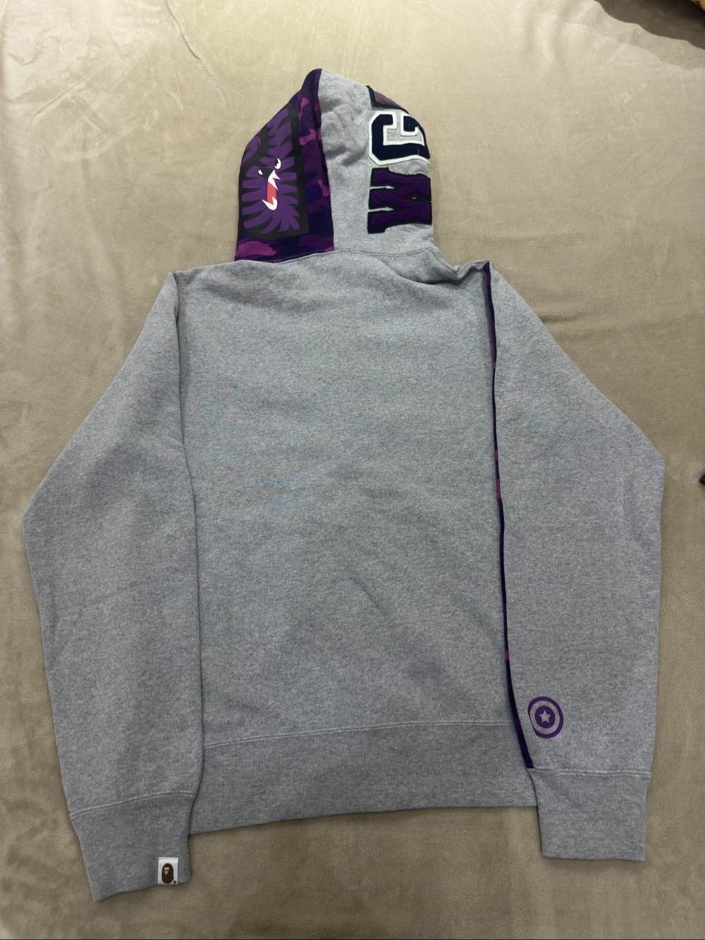 Bape A Bathing Ape Purple Camo Shark Full Zip Hoodie Size L Size US L / EU 52-54 / 3 - 2 Thumbnail