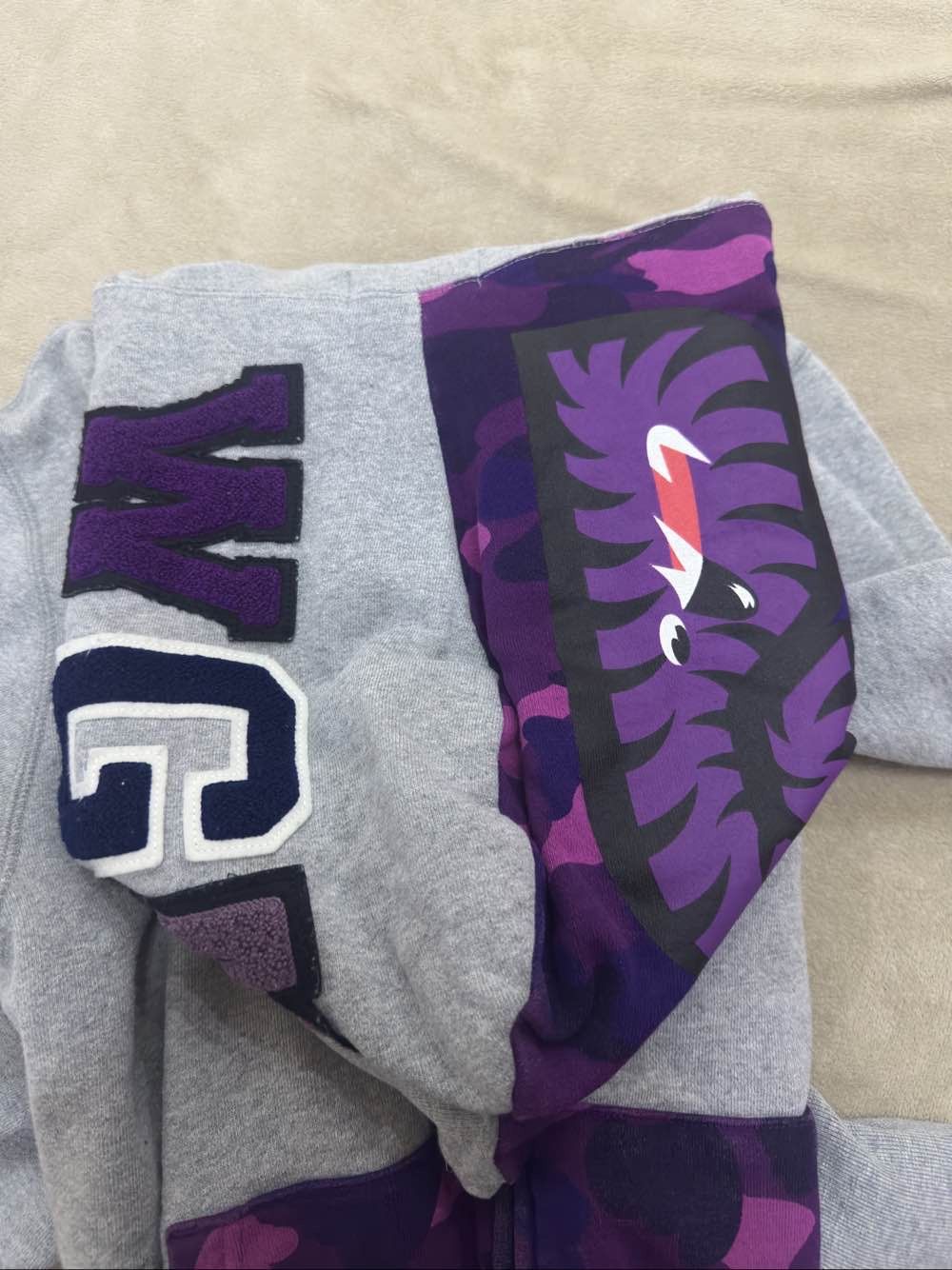 Bape A Bathing Ape Purple Camo Shark Full Zip Hoodie Size L Size US L / EU 52-54 / 3 - 7 Thumbnail