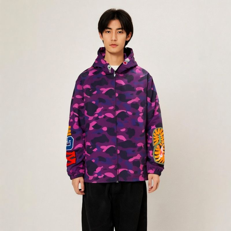 Bape A BATHING APE Purple Camo Shark Jacket Size XL Size US XL / EU 56 / 4 - 14 Thumbnail