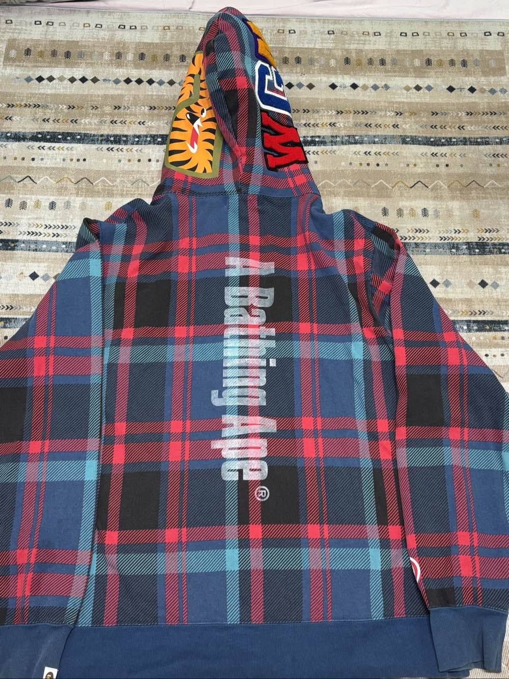 Bape A BATHING APE Plaid Shark Full Zip Hoodie Size XXL Size US XXL / EU 58 / 5 - 2 Thumbnail
