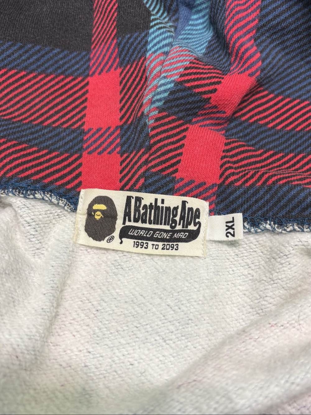 Bape A BATHING APE Plaid Shark Full Zip Hoodie Size XXL Size US XXL / EU 58 / 5 - 3 Thumbnail