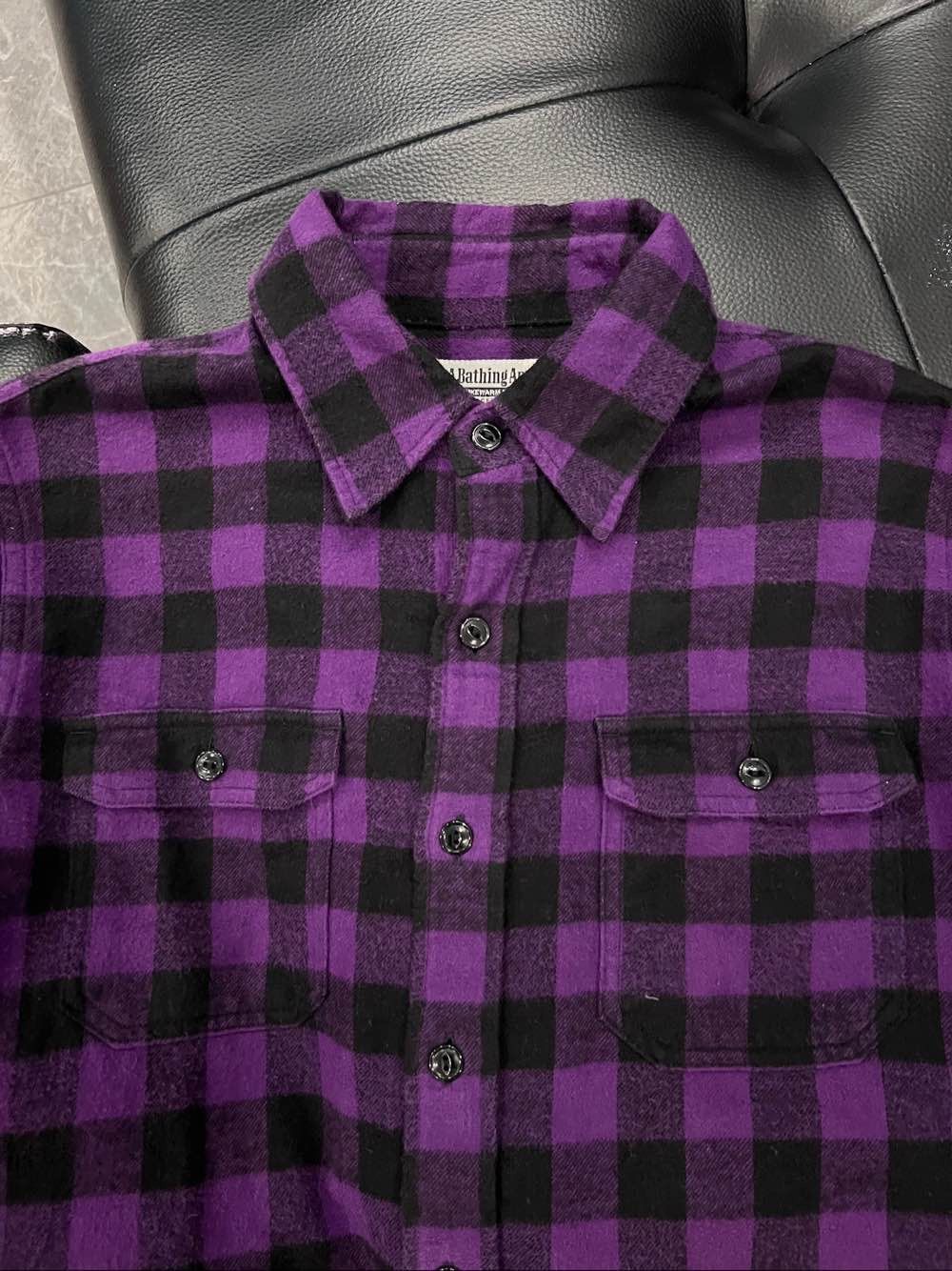 Bape A Bathing Ape Purple Plaid Flannel Shirt Size S Size US S / EU 44-46 / 1 - 5 Thumbnail