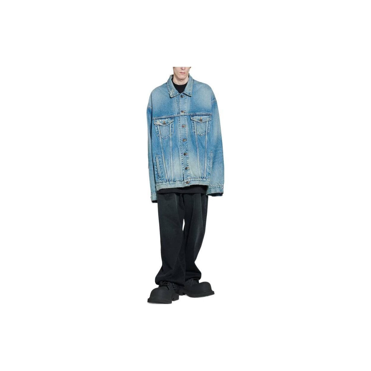 Balenciaga Balenciaga Distressed Denim Jacket Size 1 Size US S / EU 44-46 / 1 - 6 Thumbnail