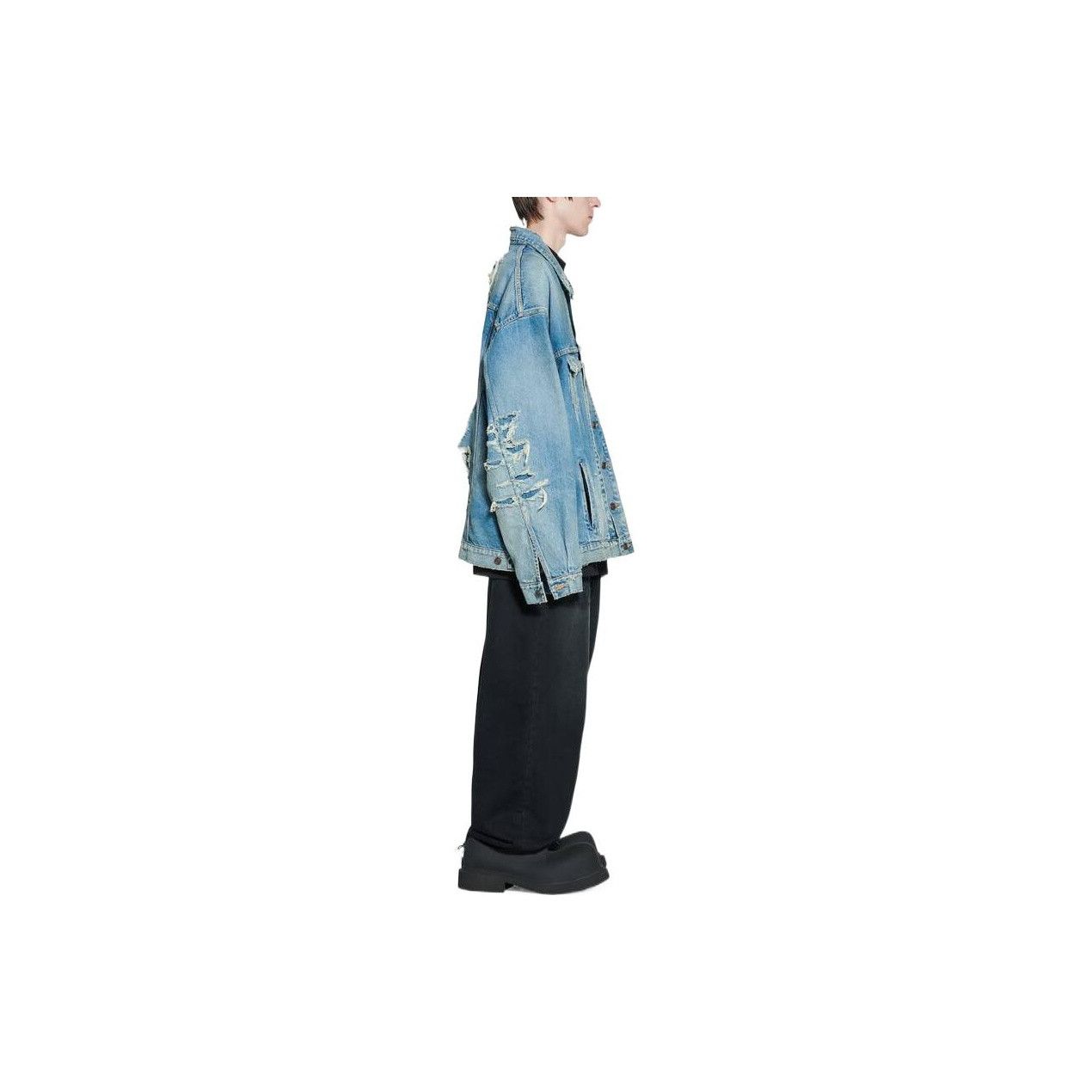 Balenciaga Balenciaga Distressed Denim Jacket Size 1 Size US S / EU 44-46 / 1 - 8 Thumbnail