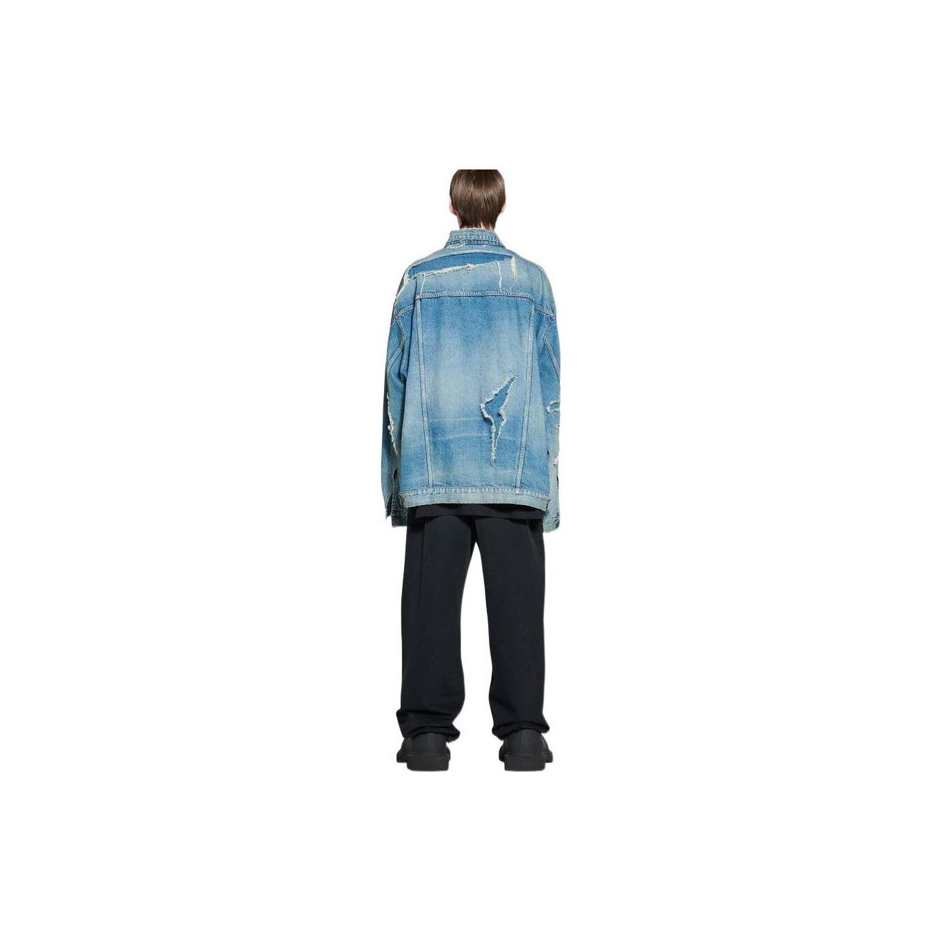 Balenciaga Balenciaga Distressed Denim Jacket Size 1 Size US S / EU 44-46 / 1 - 7 Thumbnail