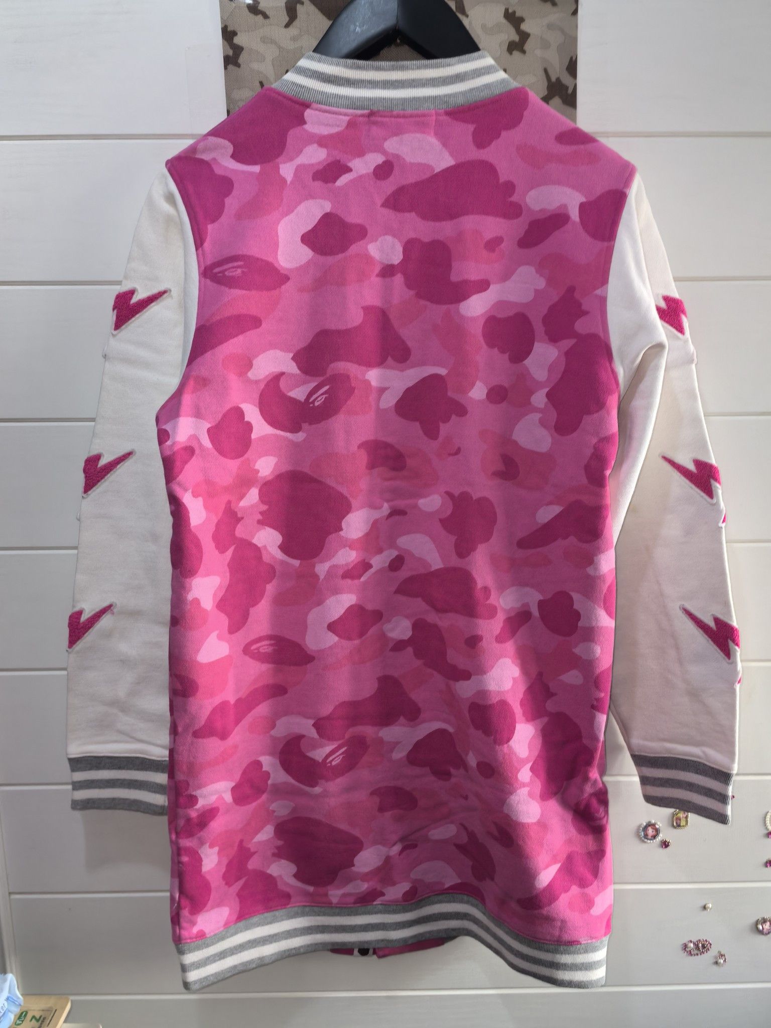 Bape A BATHING APE Pink Camo Varsity Jacket Size S Size S / US 4 / IT 40 - 2 Thumbnail